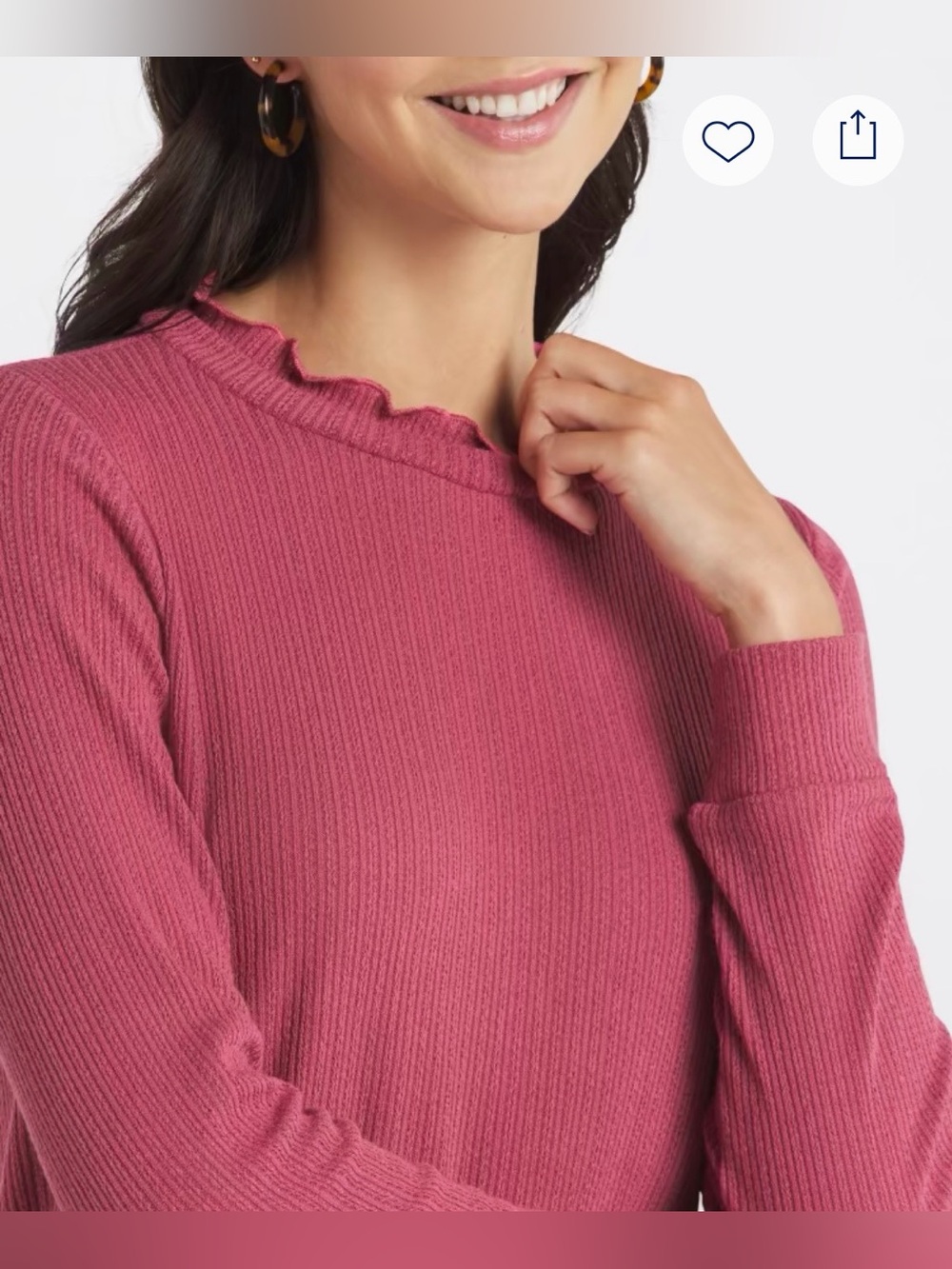 Pink Clover Ribbed Long Sleeve Top in Raspberry - Picture 3 of 7
